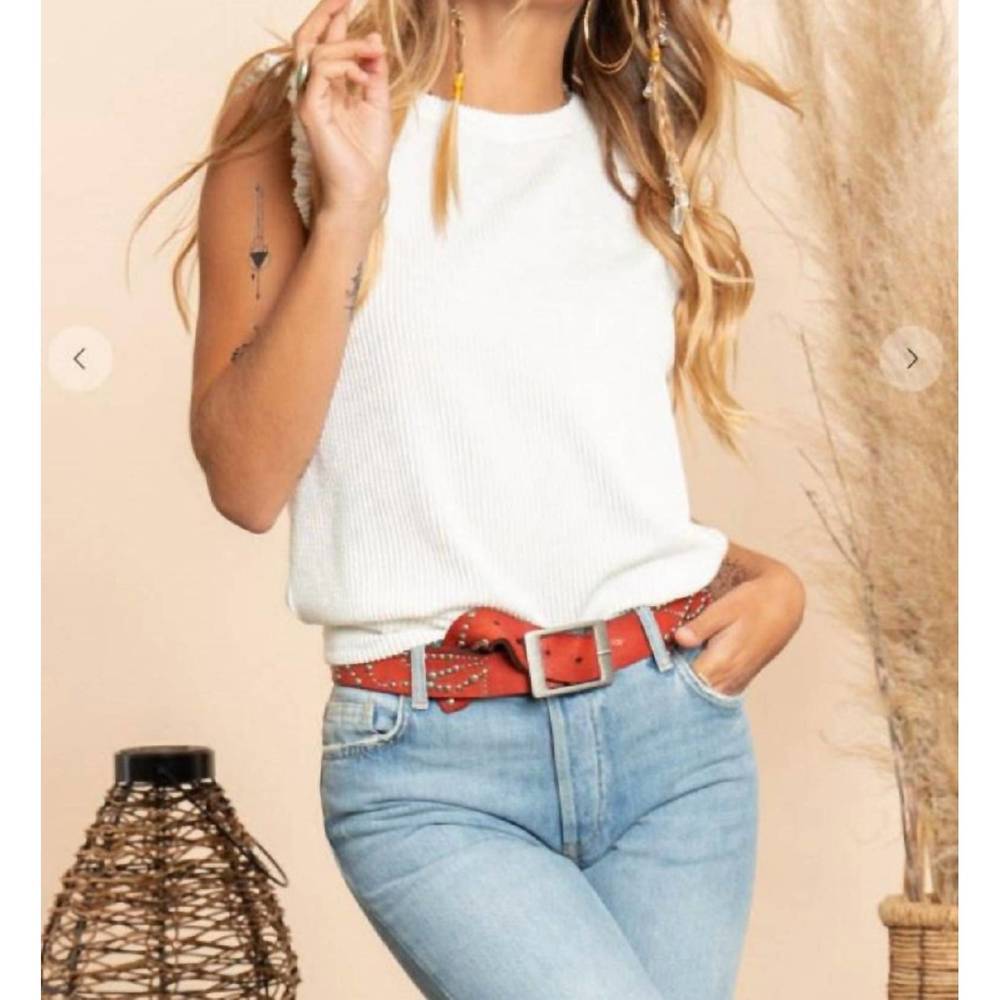 NEW BLUE BUTTERCUP ruffle sleeveless top in white